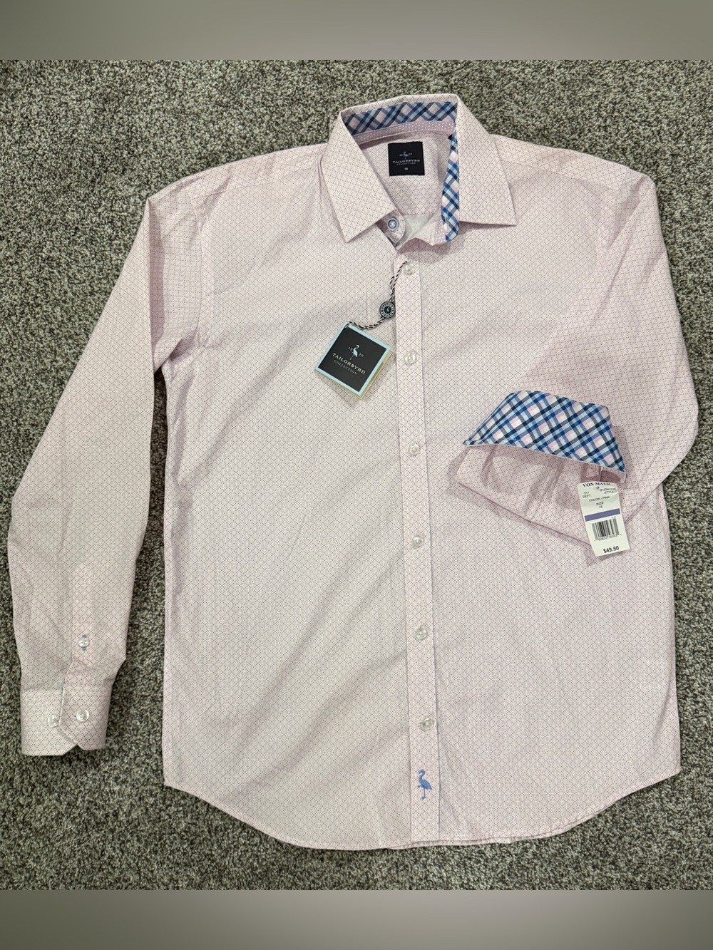 Tailor Byrd pattern button-up shirt in size 18. Brand new with tags